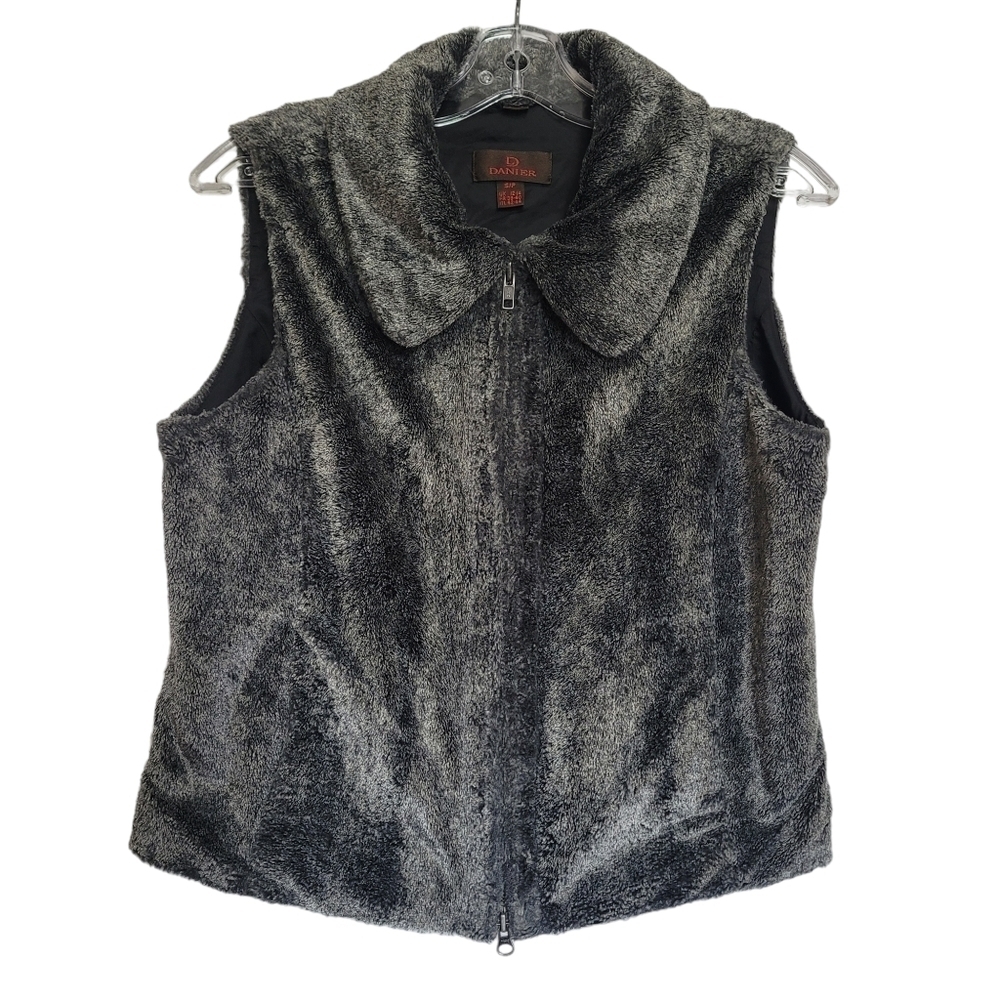 Danier Faux Fur Zipped Collared Gray Vest Size S